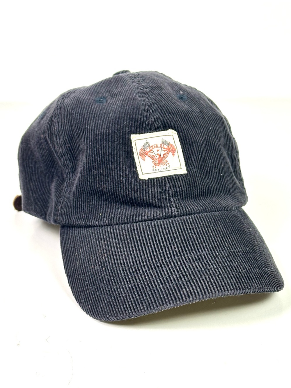 Vintage Polo Ralph Lauren Eagle Flags Navy Corduroy Baseball Cap / Hat 1990’s